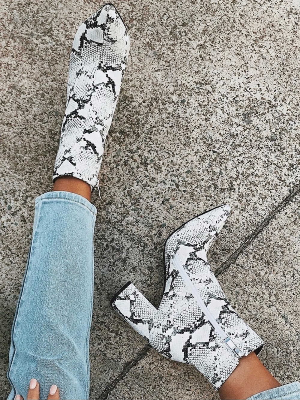Princess Polly Therapy Snake Print Alloy Ankle Boots,‎ Size 10